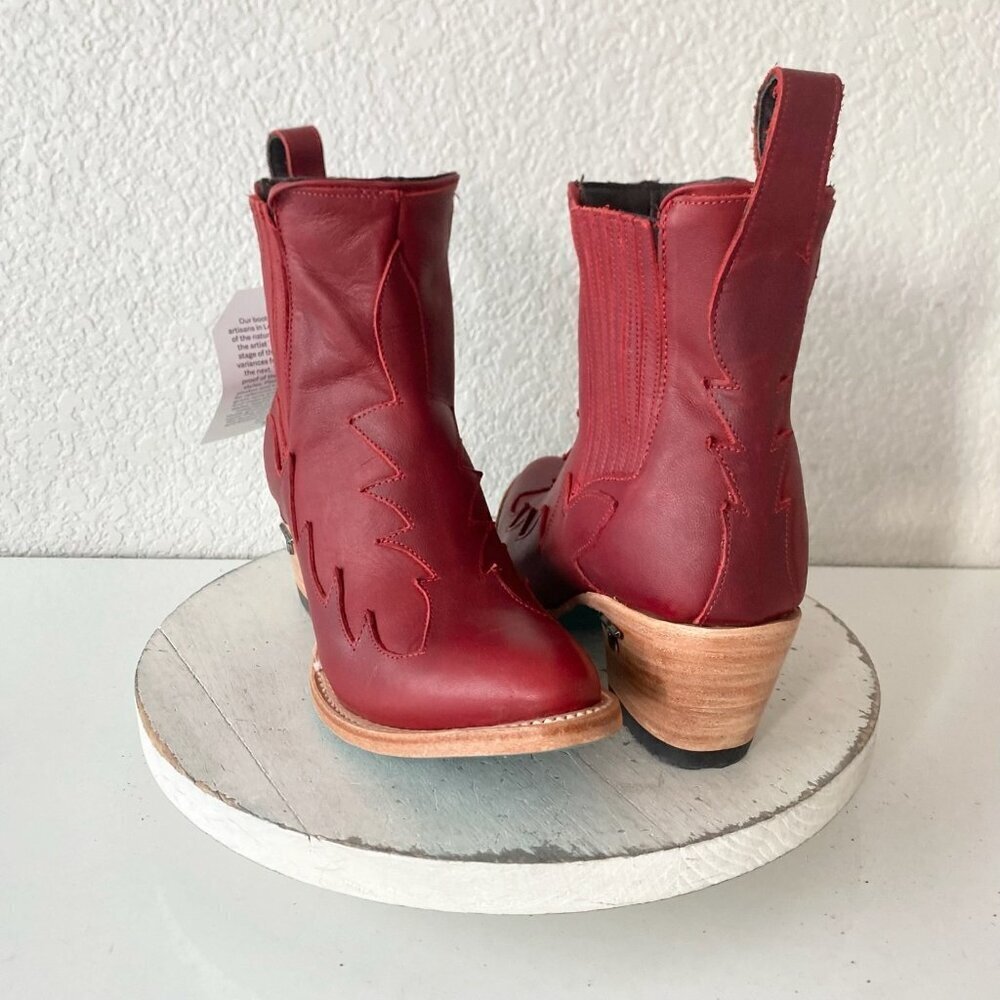 Lane CHELSEA Womens Cowboy Bootie 6 Western Red Short Cowgirl Ankle Boots EUC - Picture 11 of 11